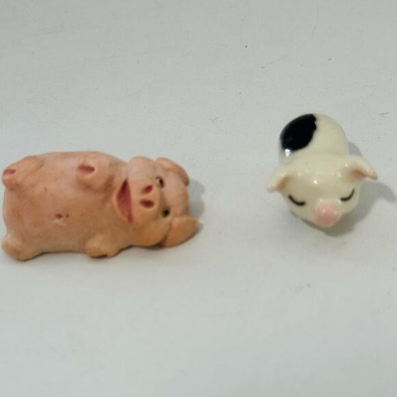 Tiny Vintage Ceramic MCM Set of 2 Pigs Miniature - Picture 1 of 4